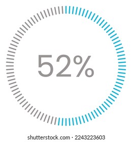 52% de carga. 52% de diagramas de círculo Vector de infografía, 52% listo para usar para diseño web ux-ui