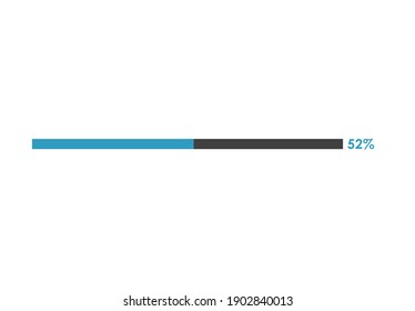 52% loading icon, 52% Progress bar vector illustration