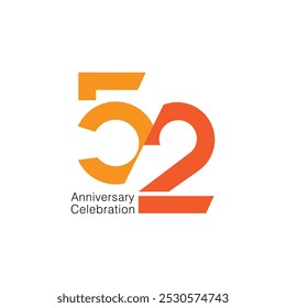 Logotipo 52, logotipo del 52 aniversario, elemento de diseño de Plantilla de Vector 52 para un cumpleaños, invitación, boda, jubileo e ilustración de tarjeta de felicitación.