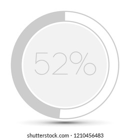 52% Minimal Flat white plane progress button  with shadow. well aligned loading graphic vector 