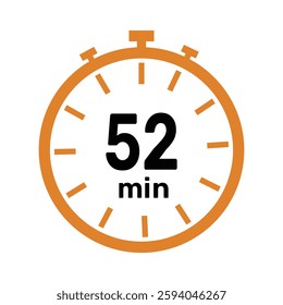 52 minute Timer, clock, icon vector stopwatch isolated icons. Countdown timer symbol.