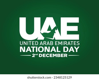 52 National Day of United Arab Emirates. Text Arabic Translation: Our National Day. December 2. UAE map symbol. Vector Logo. Eps 08. 