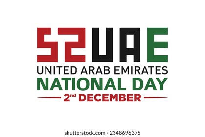 52 National Day of United Arab Emirates. UAE National Day. December 2. Vector Logo. Eps 08. 