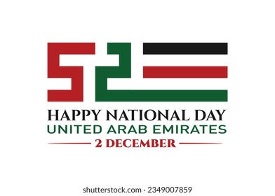 52 National Day of United Arab Emirates. UAE National Day. December 2. Vector Logo. Eps 08. 