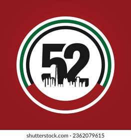 52 National Day of United Arab Emirates. December 2. UAE map symbol. Vector Logo. Eps 08. 