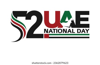 52 National Day of United Arab Emirates. December 2. UAE map symbol. Vector Logo. Eps 08. 