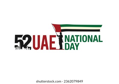 52 National Day of United Arab Emirates. UAE National Day. December 2. UAE map symbol. Vector Logo. Eps 08. 