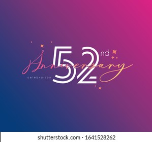 52 nd Anniversary celebration logo, Icon template Vector.