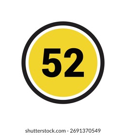 Icono de número 52 Vector de diseño de contorno símbolo o ilustración