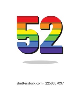52 Number Rainbow Color Logo Design Template Inspiration, Vector Illustration.