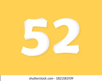 52 Number vector, modern layers design font. Eps10 illustration             