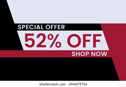 52% de descuento en el diseño de concepto moderno. Diseño de plantillas de banner de venta, oferta especial de venta masiva. Banner de oferta especial de fin de temporada