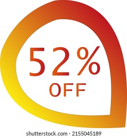 52% de descuento con formato de círculo vectorial fuera de naranja