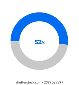 52 percent pie chart outline stroke vector illustration eps 