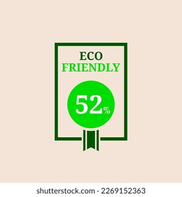 52% percentage Eco friendly stamp icons Vector illustration with Green organic plant leaf. Vector logo design