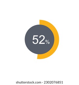 52% percentage infographic circle icons,52 percents pie chart infographic elements for Illustration, business, web design.