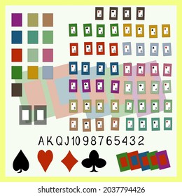 52 play color cards, vector graphics drawing