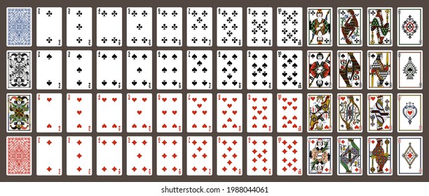 52 playing cards with jokers