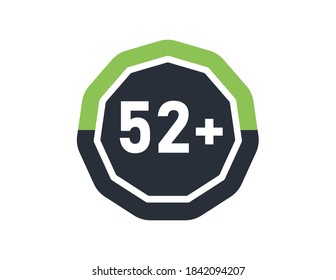 52 und mehr einzeln auf weißem Hintergrund. Anzahl der 52 plus 