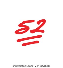 52 points test score, fifty two points grade results, vector illustration