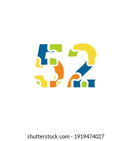 52 Ilustración del número del rompecabezas. Vector Eps10