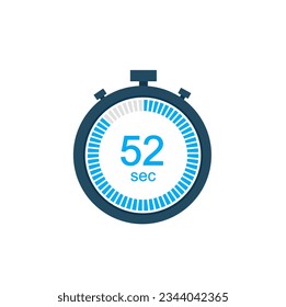 52 seconds countdown timer or digital counter timer clock vector icon. 52 sec Stopwatch vector icon, digital timer.