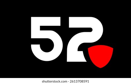 52 Shield Red Modern Simple Protect Logo
