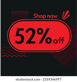 52% Shop now vector red and black elements black friday buy now online shop sticker marketing