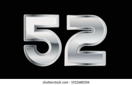 52 Silver Elegant Modern Número 3D