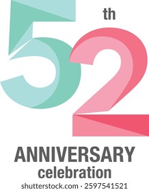 52 th Anniversary Celebration monochrome color of green and red with word Anniversary Celebration gray color at the bottom.
