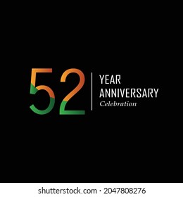 52 th anniversary event party. Vector illustration. numbers template for Celebrating.