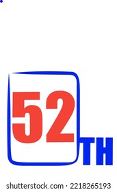 52 th Ordinal Numbers counting vector art illustration with fantastic font and blue red color - 52 th anniversary - happy birthday