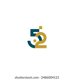 52 th, 52 years, 52 anniversary, 52 logo for celebrating event, with blue and yellow color