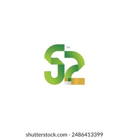52 años, 52 años, logotipo de 52 aniversario, logotipo de la letra para la celebración del evento.