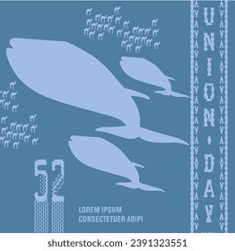 52 UAE National Day. Translated Arabic: Union Day of United Arab Emirates. Traditional Illustration. Vector eps 10.