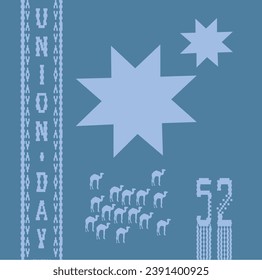 52 UAE National Day. Translated Arabic: Union Day of United Arab Emirates. Illustration. Vector eps 10.