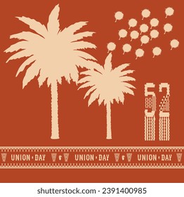 52 UAE National Day. Translated Arabic: Union Day of United Arab Emirates. Illustration. Vector eps 10.