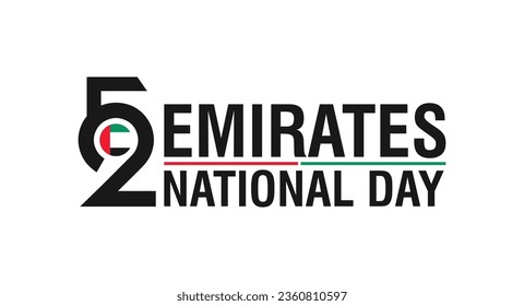 52 UAE national day. United Arab Emirates. 2 December 1971. Vector logo.