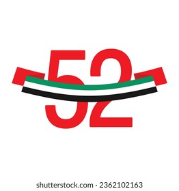 52 UAE national day. United Arab Emirates. 2 December 1971. Vector logo.