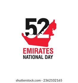 52 UAE national day. United Arab Emirates. 2 December 1971. Vector logo.