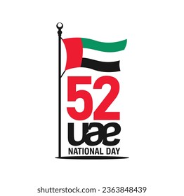 52 UAE national day. United Arab Emirates. 2 December 1971. Vector logo.