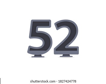 52 diseño de número vectorial. Para logotipo, etiqueta de marca, elementos de diseño, identidad corporativa, aplicación, etc. Ilustración vectorial aislada          