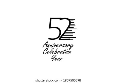 52 year anniversary celebration Block Black Colors Design logotype. anniversary logo Black color isolated on White background, vector design for celebration, invitation card, and greeting card-Vector