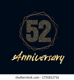52 year anniversary celebration, vector design for celebrations, invitation cards and greeting cards