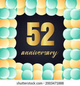 52 year anniversary celebration, vector design for celebrations, invitation cards and greeting cards