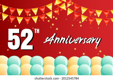 52 year anniversary celebration, vector design for celebrations, invitation cards and greeting cards