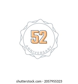 52-jährige Jubiläumsfeier Vektor Badge. Gruß zum Jubiläum feiert Vorlagendesign-Illustration