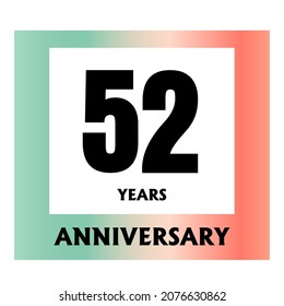 52 year anniversary celebration, vector design for celebrations, invitation cards and greeting cards