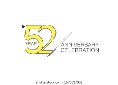 52 year Anniversary comical look, simple line art, Sleek and Clean Design for greeting card, invitation card - Vector