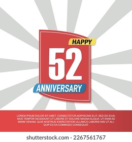 52 year anniversary icon logo design with red and white emblem on white background abstract illustration